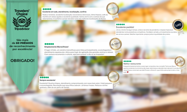 Pousadas e restaurantes do Grupo BZ somam mais de 60 Prêmios Traveller’s Choice.