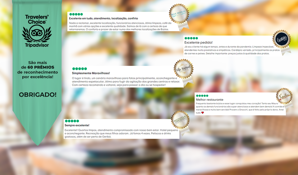 Pousadas e restaurantes do Grupo BZ somam mais de 60 Prêmios Traveller’s Choice.